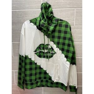 St. Patrick's Day hoodie shamrock Saint Paddy's‎ day Women's Large Plaid lips